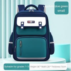 Primary School Student Children's Spine Protection Schoolbag (Option: Sapphire Blue Green Small Size)