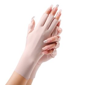 Thin Women's Sunscreen Ice Silk Gloves (Option: Pink-One Size)