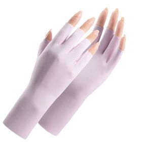 Thin Women's Sunscreen Ice Silk Gloves (Option: Purple-One Size)