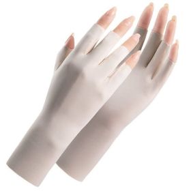Thin Women's Sunscreen Ice Silk Gloves (Option: Beige-One Size)