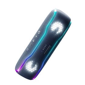 Colorful RGB Lamp 25W Subwoofer Outdoor Portable Waterproof Beat Drum Bluetooth Speaker (Color: Navy Blue)