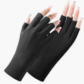 Thin Women's Sunscreen Ice Silk Gloves (Option: Black-One Size)