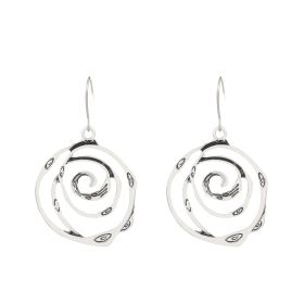 Fashion Special-interest Creative Long Vintage Hollow Circle Vortex Earrings For Women (Option: Antique Silver)