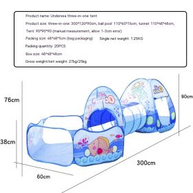 Underwater World Children's Tent Three-piece Marine Cartoon Ball Pool Tunnel Three-in-one Children's Tent (Option: Seabed)
