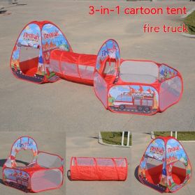 Underwater World Children's Tent Three-piece Marine Cartoon Ball Pool Tunnel Three-in-one Children's Tent (Option: Fire Truck)