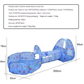 Underwater World Children's Tent Three-piece Marine Cartoon Ball Pool Tunnel Three-in-one Children's Tent (Option: Cartoon Seabed)