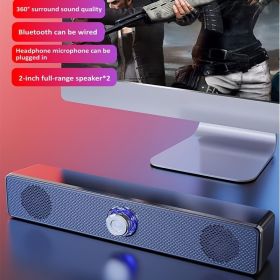 3D Surround Sound BT 5.0 Speakers Wired Computer Speakers Stereo Subwoofer Suitable For Laptop Computer Theater TV Auxiliary Sound Amplification (Color: Black, Applicable People: USB In-line)
