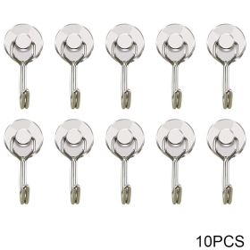 4/8/10pcs Magnetic Hook Powerful Heavy Duty Neodymium Magnet Hook Home Refrigerator Grill Kitchen Key Holder Black Multi-Purpose (Color: 10PCS Silver, Ships From: China)