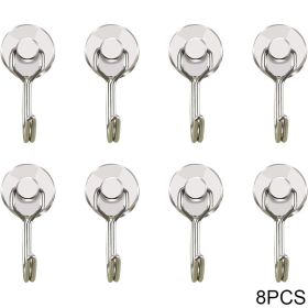 4/8/10pcs Magnetic Hook Powerful Heavy Duty Neodymium Magnet Hook Home Refrigerator Grill Kitchen Key Holder Black Multi-Purpose (Color: 8PCS Silver, Ships From: China)