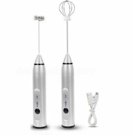 Milk Frother Drink Foamer Whisk Mixer Stirrer Coffee Eggbeater Kitchen (Color: Silver, Type: Frother)