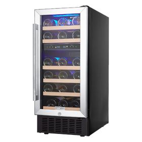15 Inch Wine Cooler Refrigerators 28 Bottle Fast Cooling Low Noise Wine Fridge with Professional Compressor Stainless Steel (size: 15 inch)