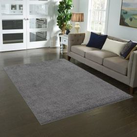Traditional Solid Casual Tufted Shag Indoor Area Rug (Color: Gray, size: 5' x 7')