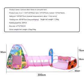 Underwater World Children's Tent Three-piece Marine Cartoon Ball Pool Tunnel Three-in-one Children's Tent (Option: Cartoon Deer)