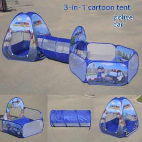 Underwater World Children's Tent Three-piece Marine Cartoon Ball Pool Tunnel Three-in-one Children's Tent (Option: Police Car)
