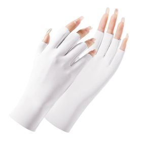 Thin Women's Sunscreen Ice Silk Gloves (Option: White-One Size)